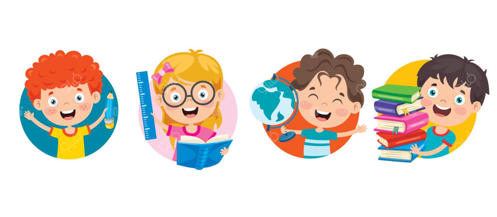 دانش‌آموزان کارتونی شاد و بامزه