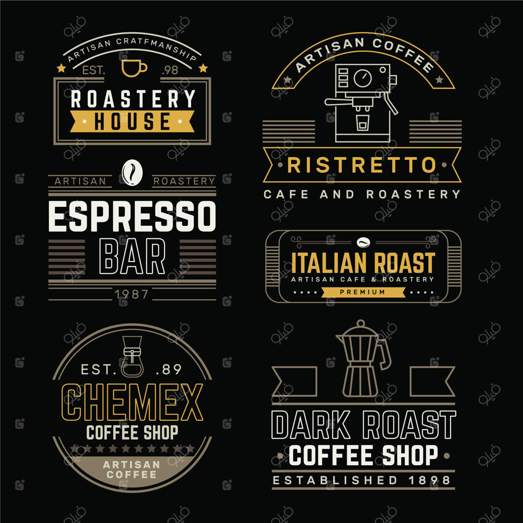 مجموعه لوگوی کلاسیک کافه‌شاپ