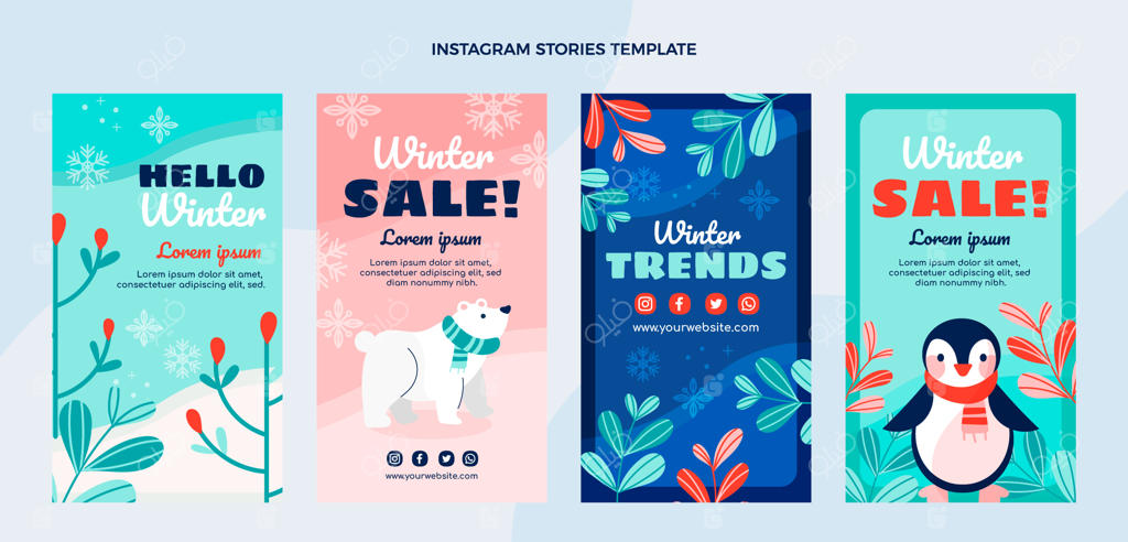 مجموعه استوری‌های اینستاگرام به سبک هنری برای زمستان