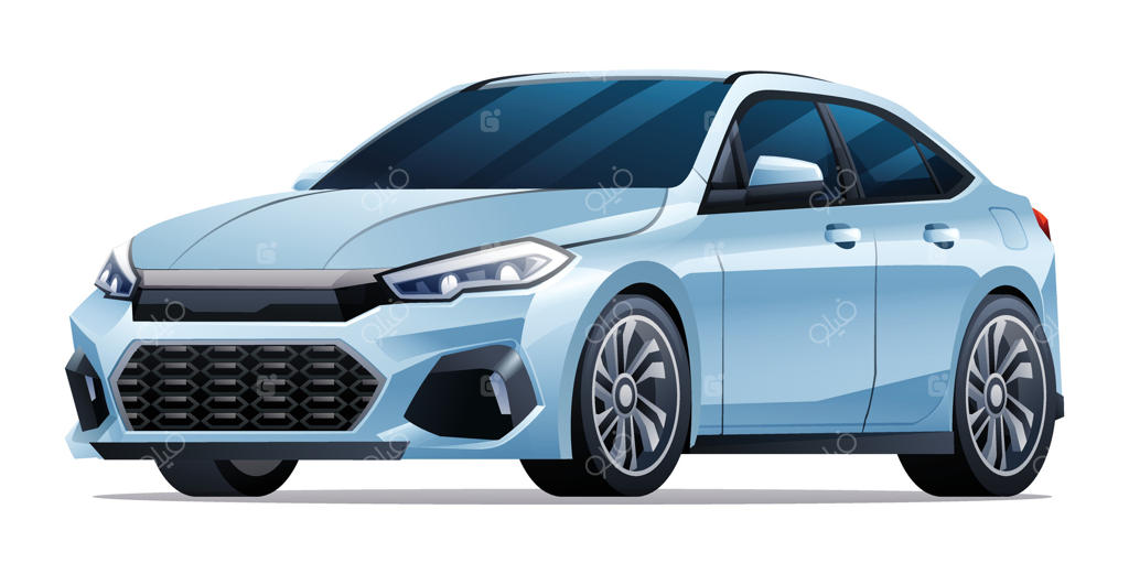 تصویر برداری خودرو: سدان مجزا با پس‌زمینه سفید