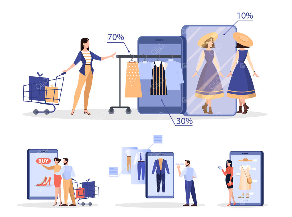 مجموعه‌ای از بنرهای مفهومی خرید آنلاین - تجارت الکترونیک