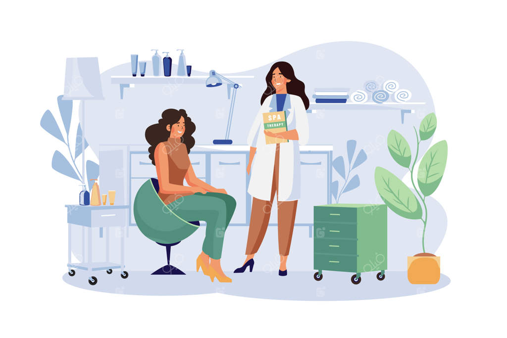 مشتریان در حال دریافت خدمات در سالن‌های اسپا