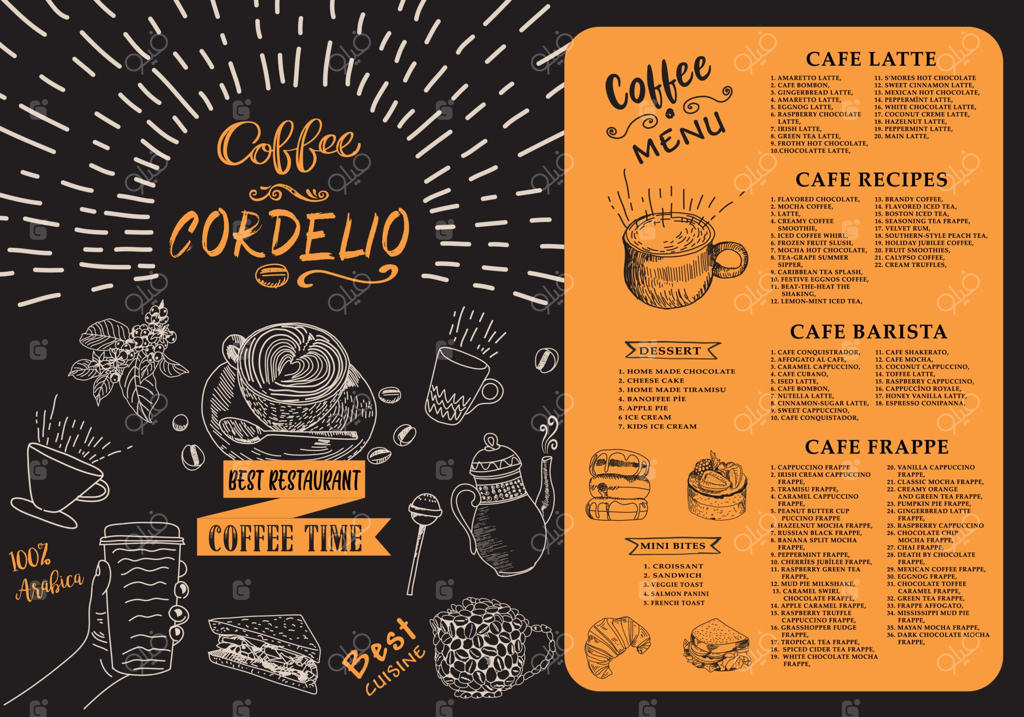 منوی کافی شاپ و رستوران کافه