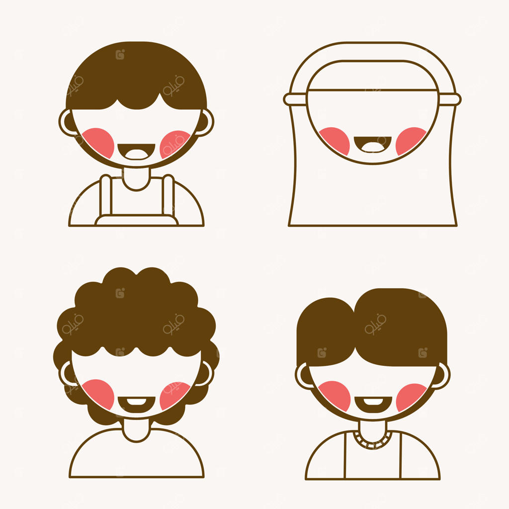 مجموعه آواتار کودکان شاد و بامزه نقاشی دستی