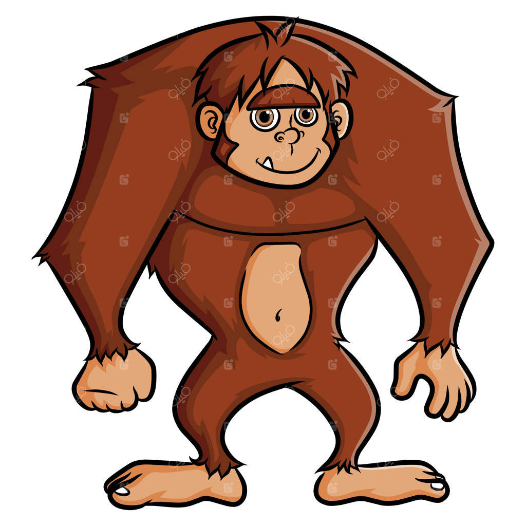 گوریل بامزه با لبخندی بر چهره ایستاده است