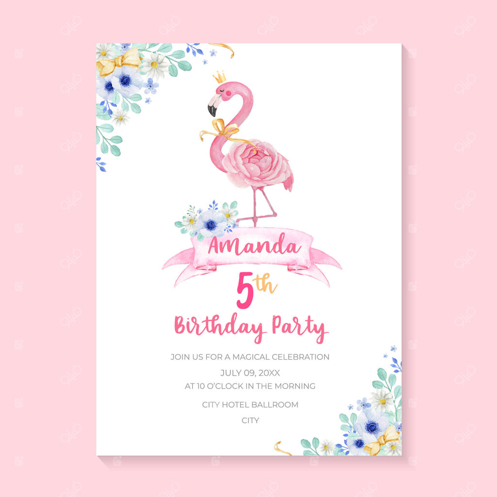 طراحی کارت دعوت به جشن تولد پنجم آماندا