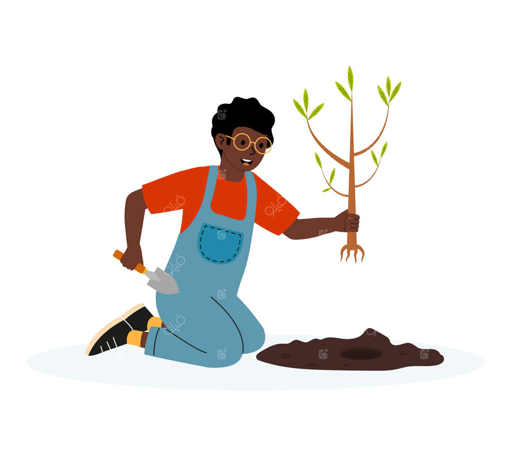 جوانی در یک روز آفتابی درختی در باغی می‌کارد و به آگاهی محیط زیستی کمک می‌کند