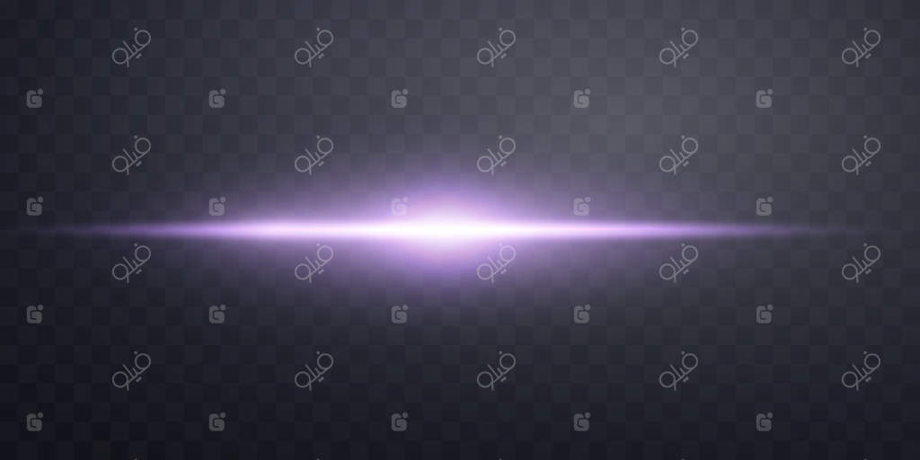 فلش نور بنفش با پرتوها و بوکه طلایی - افکت نور لنز افقی و تابش نور خورشید - تصویرسازی وکتور