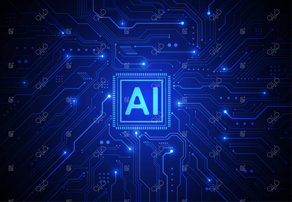 چیپ‌ست هوش مصنوعی روی برد مدار: هنر تکنولوژی آینده برای بنر وب و جلد کارت - تصویر وکتور