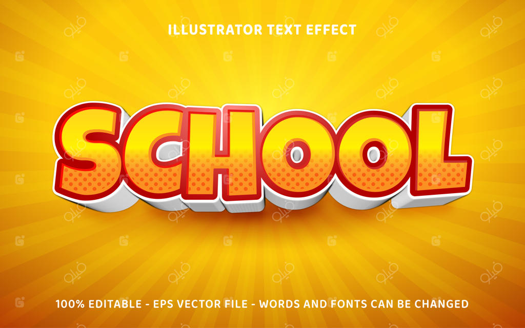 افکت متن سه بعدی مدرسه‌ای قابل ویرایش