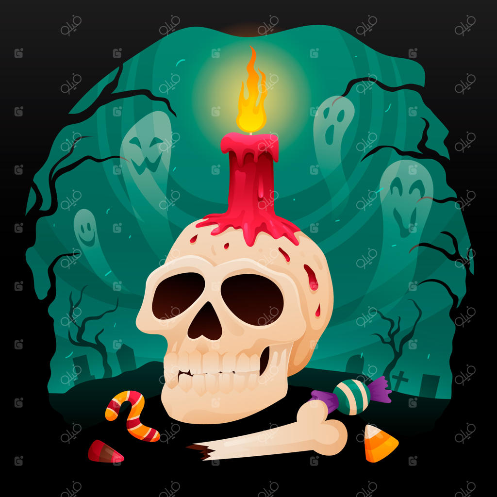 تصویرسازی هالووین با گرادیان رنگ