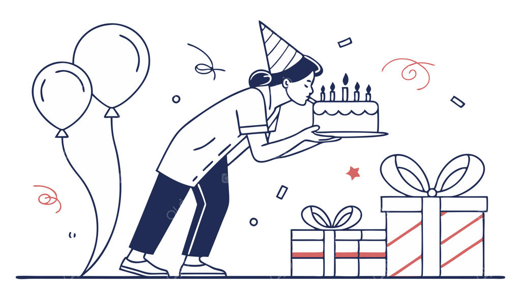 وکتور تصویرسازی خطی هدیه جشن تولد