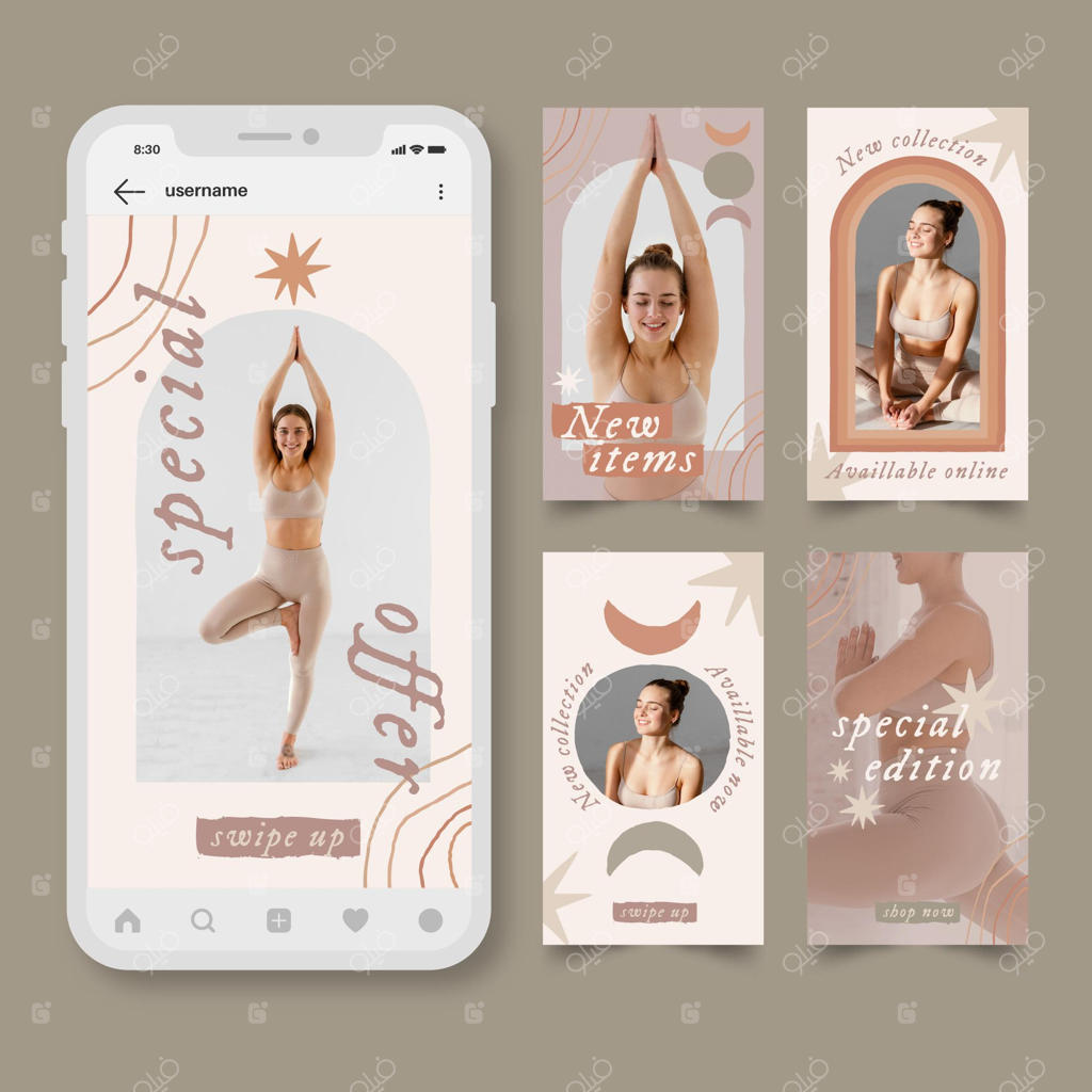 مجموعه استوری‌های بوهوی اینستاگرام با طراحی دستی و عکس