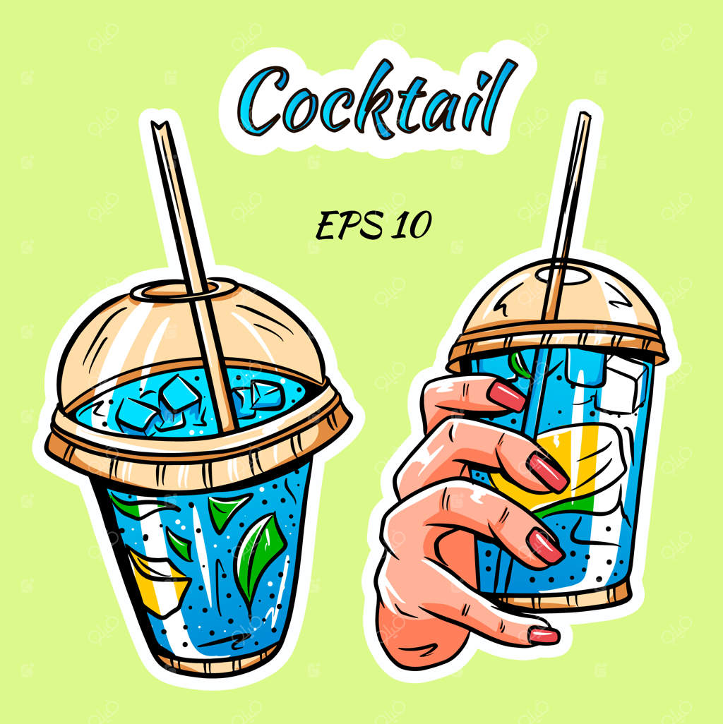 مجموعه‌ای از کوکتل‌ها. تصویر یک کوکتل. کوکتلی در دست.