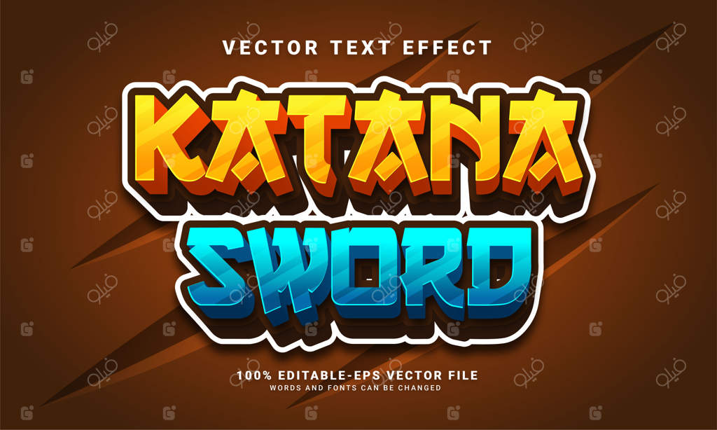 افکت متن سه‌بعدی شمشیر کاتانا، سبک متن قابل ویرایش