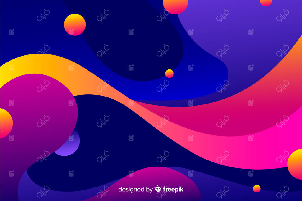 طراحی پس‌زمینه انتزاعی با اشکال سیال و رنگارنگ