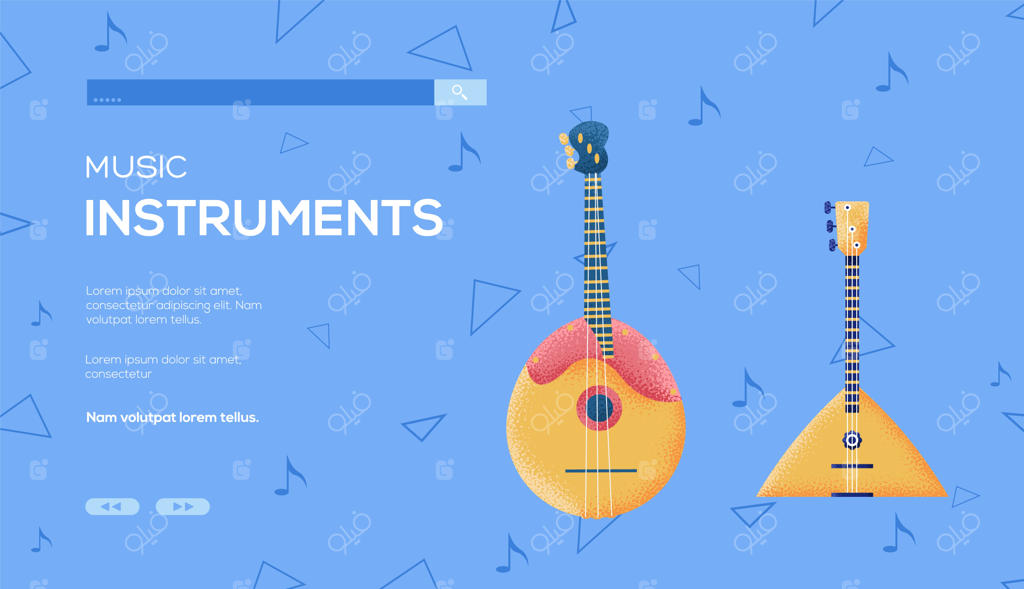 تراکت مفهومی بالالایکا، بنر وب، سربرگ رابط کاربری، ورود به سایت.