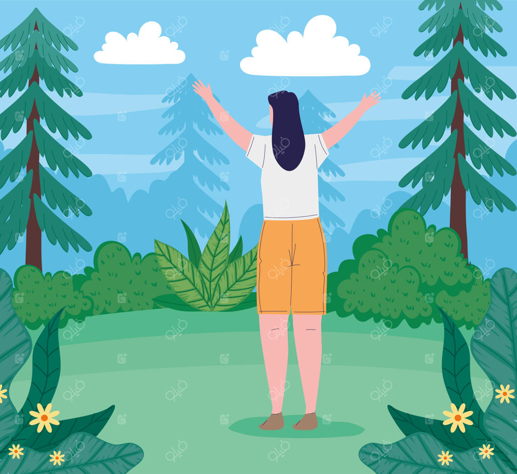 مسافر زن در جنگل