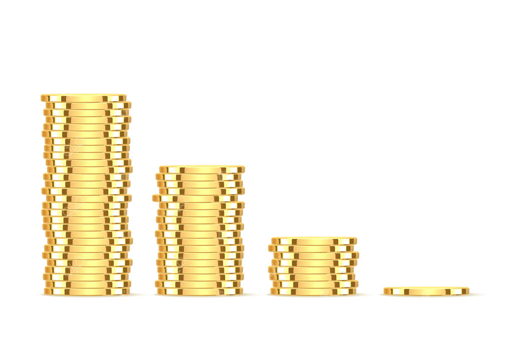 طراحی سه‌بعدی سکه‌های دلار طلایی: تصویرسازی وکتور سکه‌های فلزی زرین