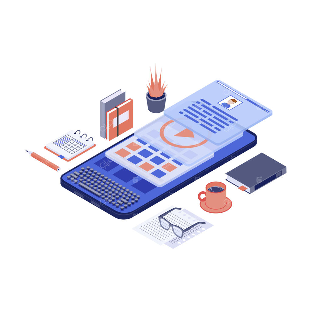 محتوا و کپی‌نویسی بازاریابی موبایلی - تصویرسازی ایزومتریک