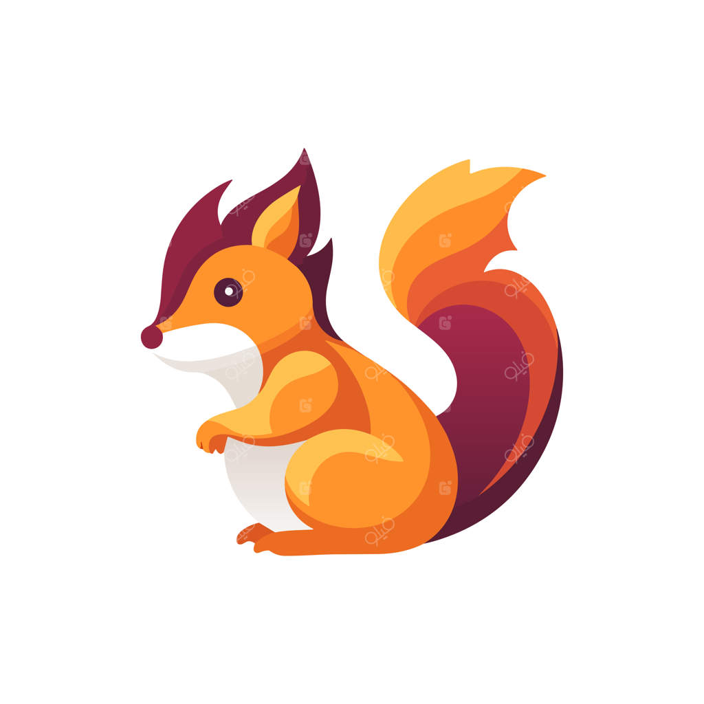 تصویری از سنجاب قرمز بامزه ایستاده روی پاهای عقب خود