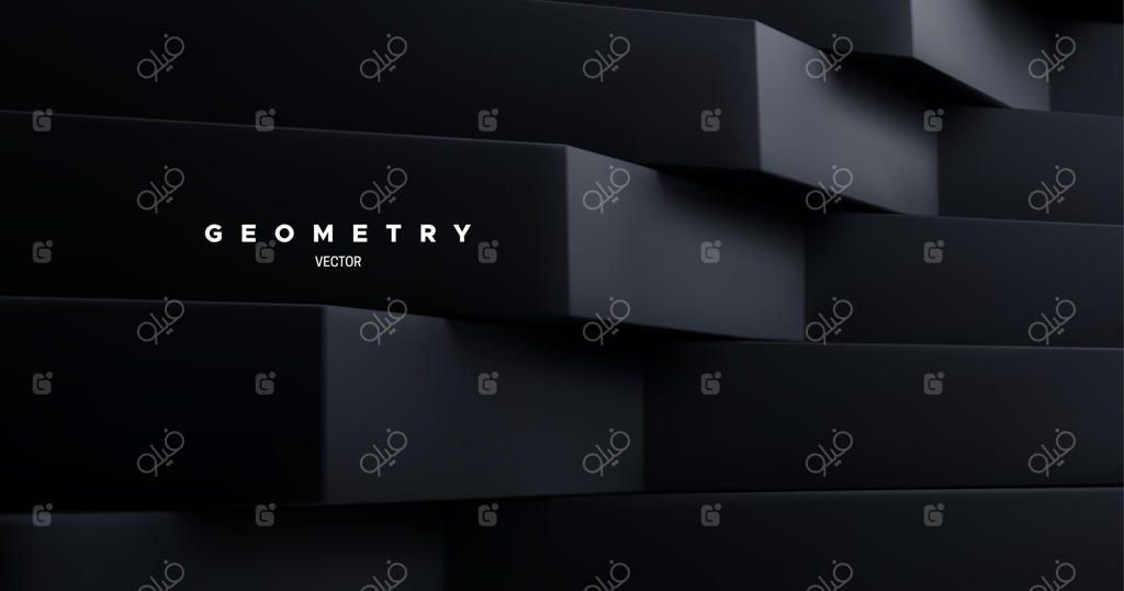 پس‌زمینه انتزاعی هندسی با اشکال معماری مشکی