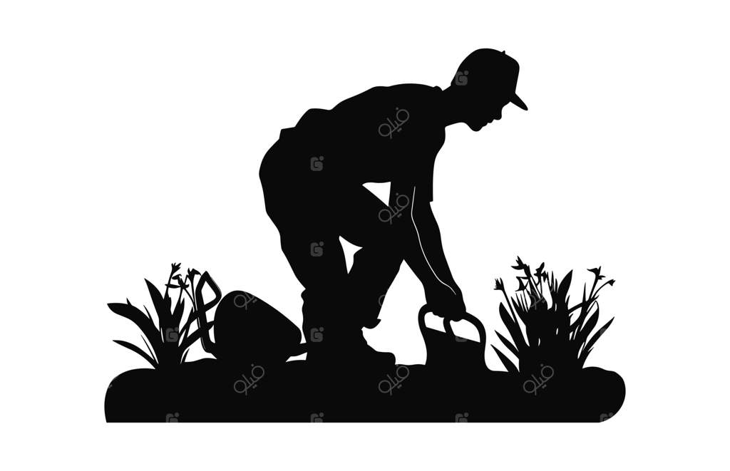 وکتور سایه‌نما از باغبانی بر روی پس‌زمینه سفید