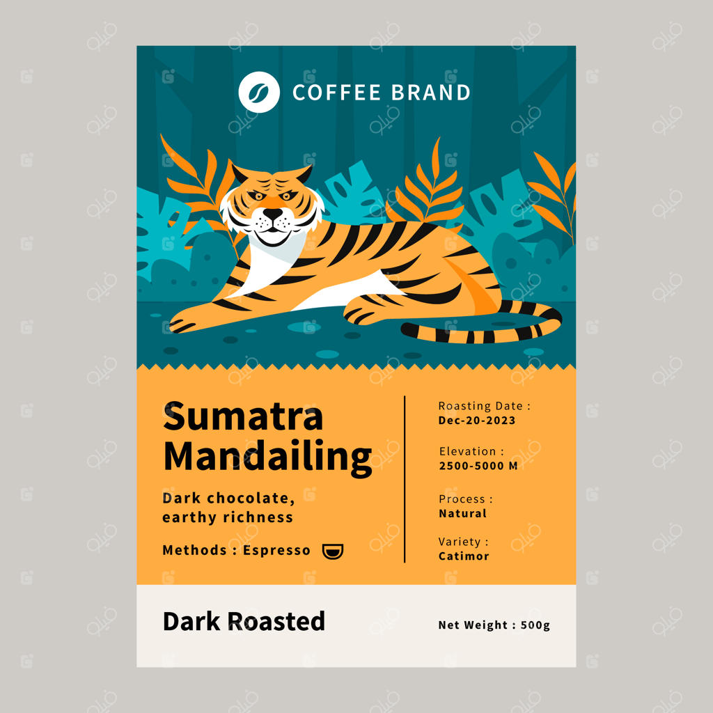 قالب طراحی برچسب قهوه دست‌ساز