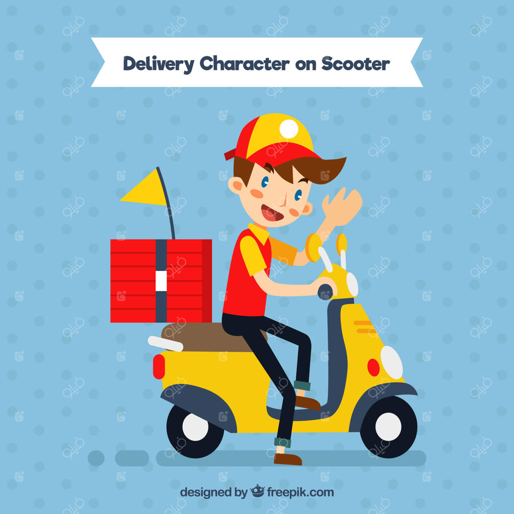 پیک شاد پیتزا سوار بر اسکوتر