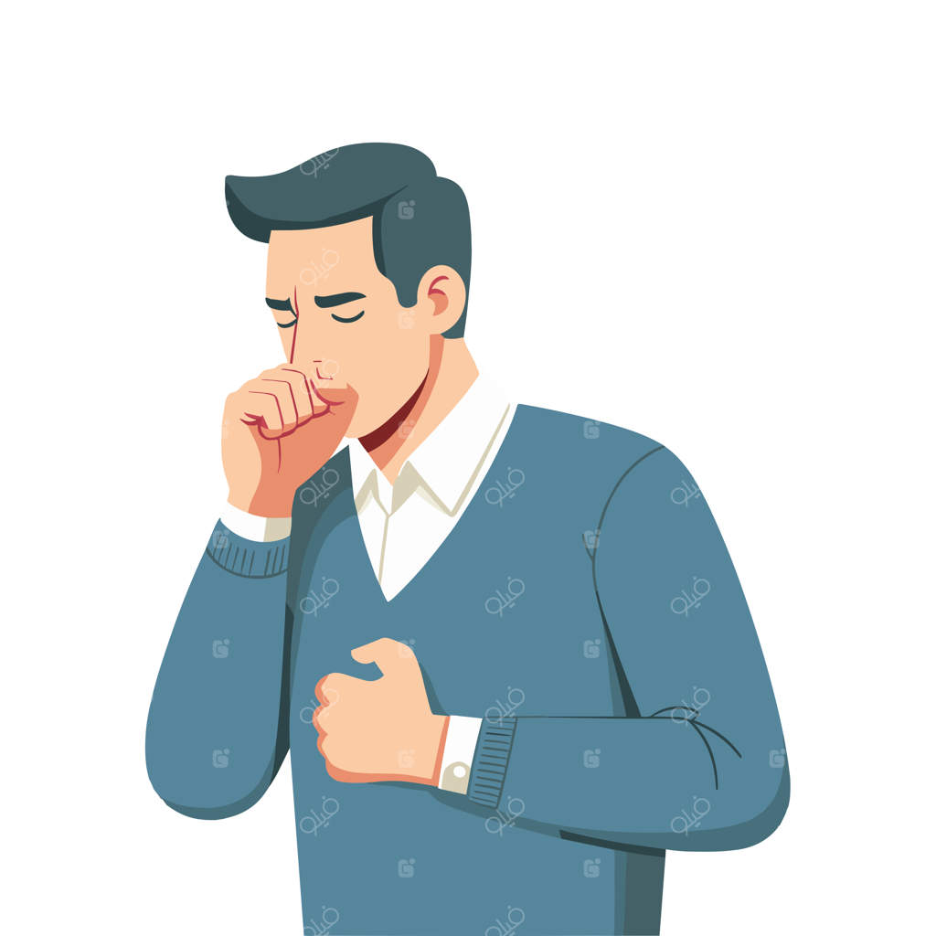 تصویر برداری از شخص در حال سرفه به سبک طراحی ساده و مسطح