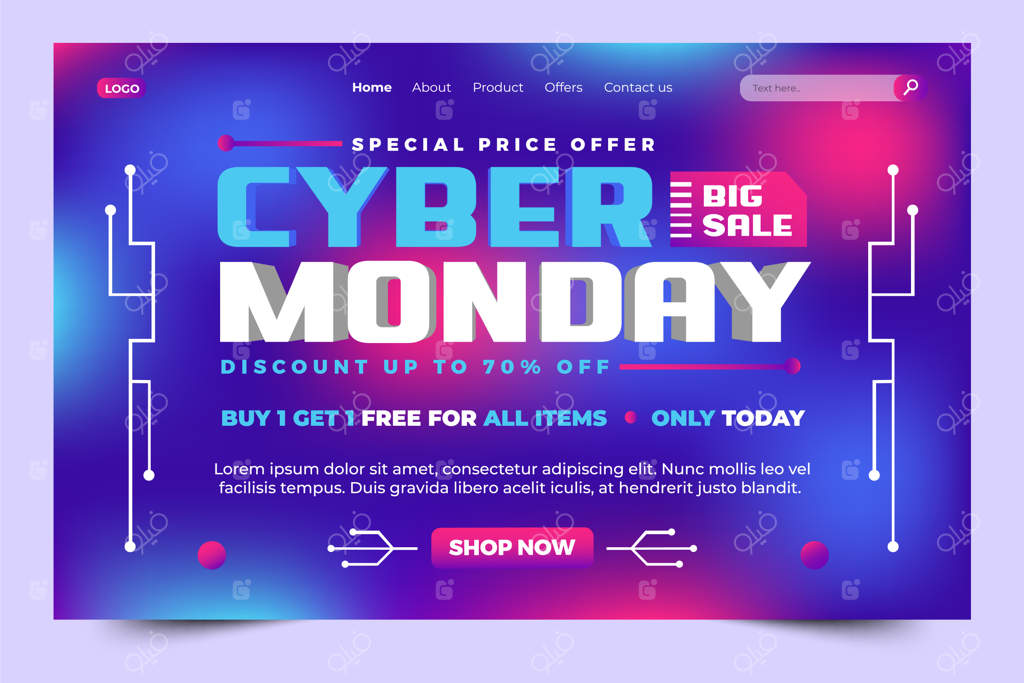 قالب طراحی صفحه فرود برای سایبر ماندی: آسان برای شخصی‌سازی