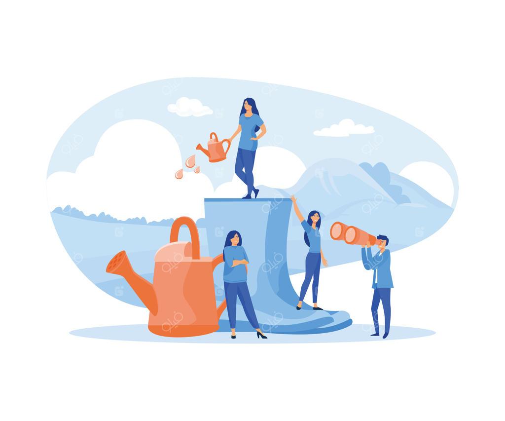 مفهوم اکولوژی: باغبان‌ها در حال مراقبت از باغ، پرورش و مطالعه گیاهان در طبیعت، اکولوژی پاک.