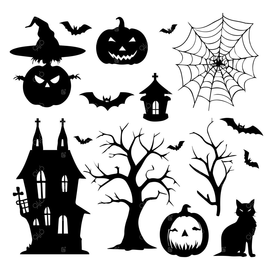 مجموعه وکتور المان‌های سیلوئت هالووین