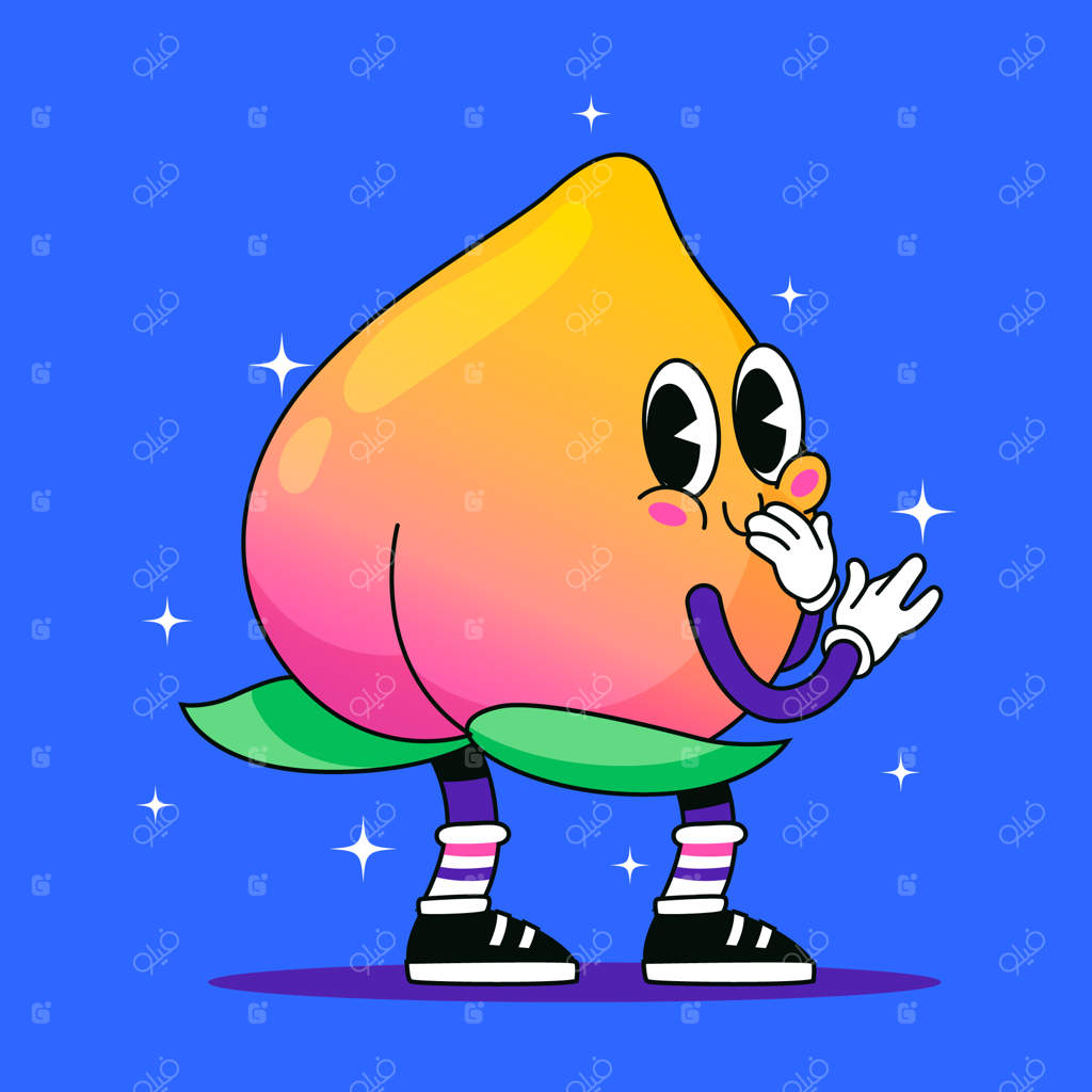 تصویر کارتونی هلو نقاشی شده با دست