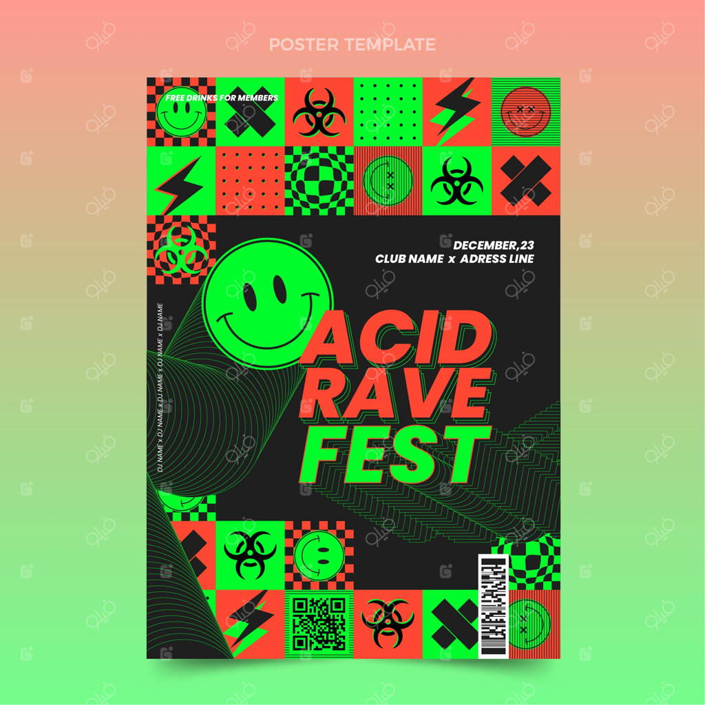 پوستر موزاییکی جشنواره موسیقی با طراحی تخت