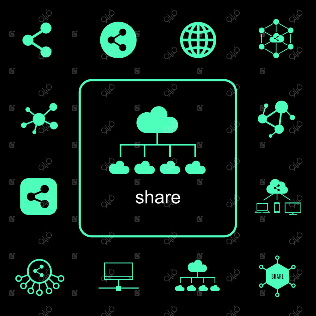 آیکون‌های مربوط به اشتراک‌گذاری اینترنت