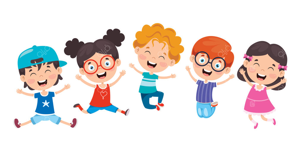 گروهی از کودکان شاد و خندان در حال پریدن