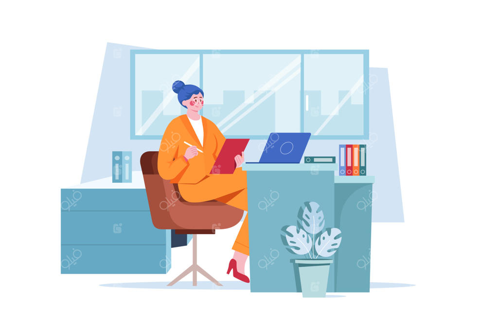 تصویرسازی مفهومی مدیر با پس‌زمینه سفید