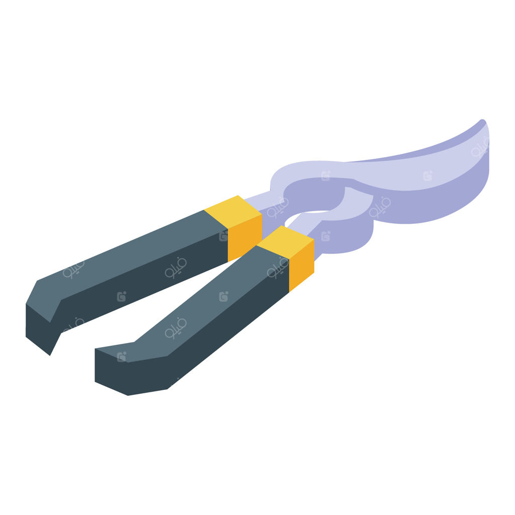 قیچی باغبانی با جزئیات زرد برای بریدن شاخه‌ها