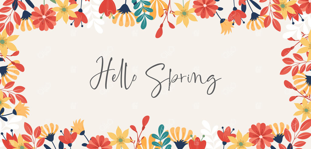 پس‌زمینه قاب گل با طراحی گل‌های رنگارنگ بهاری