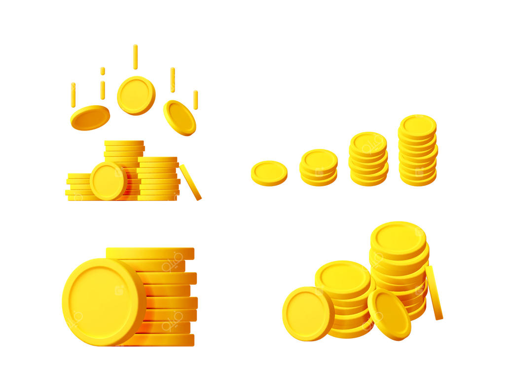 تصاویر سه‌بعدی از سکه‌های طلایی و سکه‌های در حال سقوط: مفهوم رشد مالی، سرمایه‌گذاری و پس‌انداز پول بر روی پس‌زمینه سفید.
