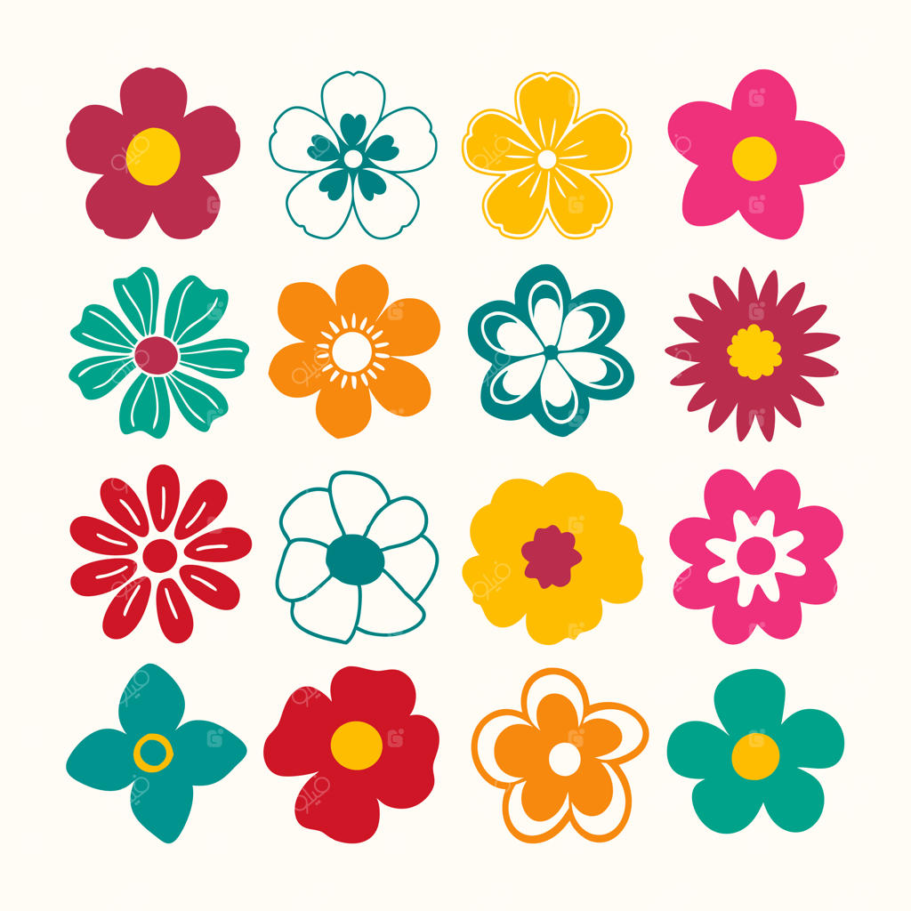 آیکون‌های گل رنگارنگ