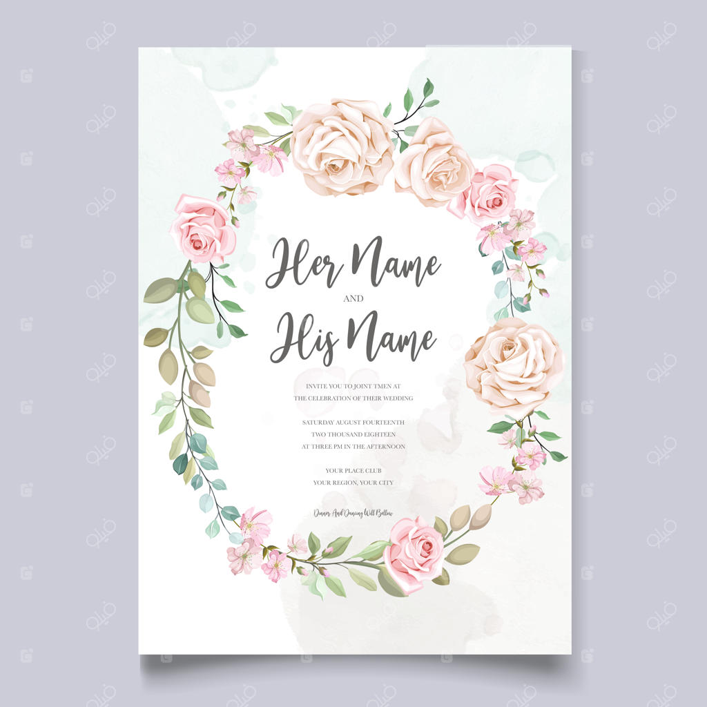 پترن کارت عروسی با حلقه گلی زیبا