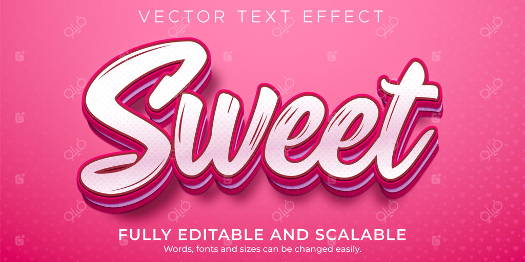 افکت نوشتاری شیرین، قابل ویرایش به سبک صورتی و ملایم