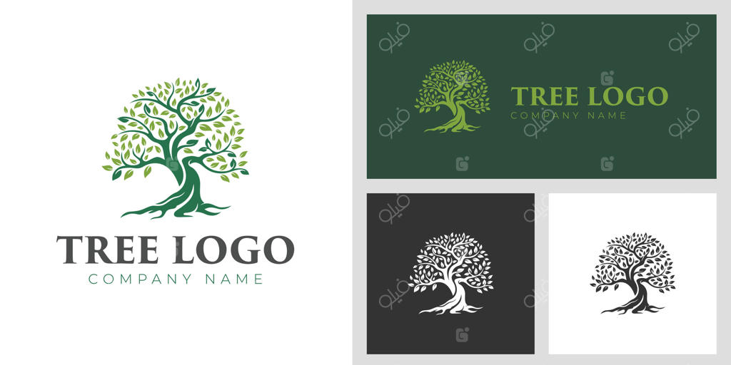 طراحی لوگوی درخت زندگی - مفهوم رشد درخت طبیعی