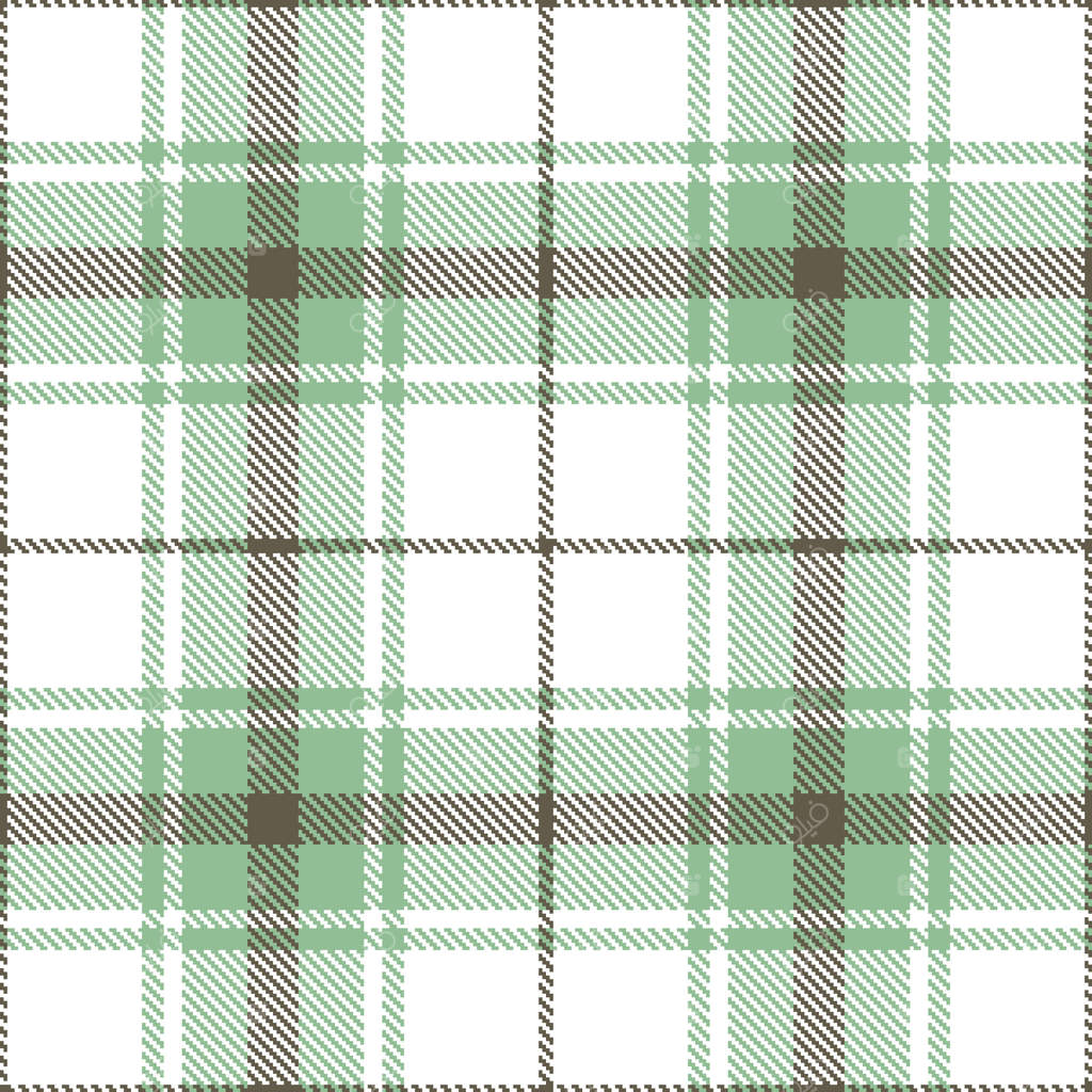 طرح چهارخانه پیوسته: طراحی پارچه‌ای تارتان با رنگ سفید غنی و باغ درخشان.