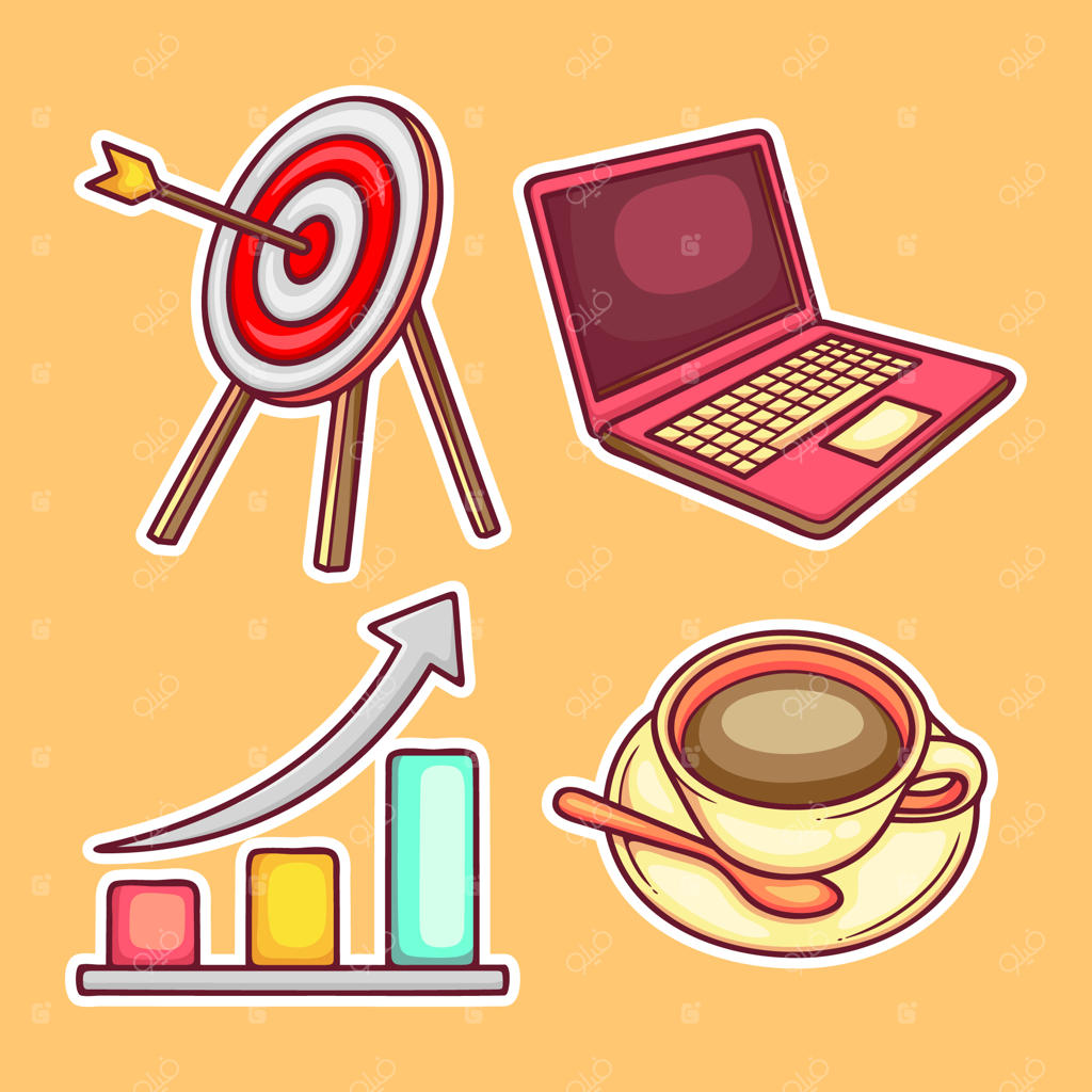 آیکون‌های استارتاپ، طراحی دستی وکتور رنگ‌آمیزی