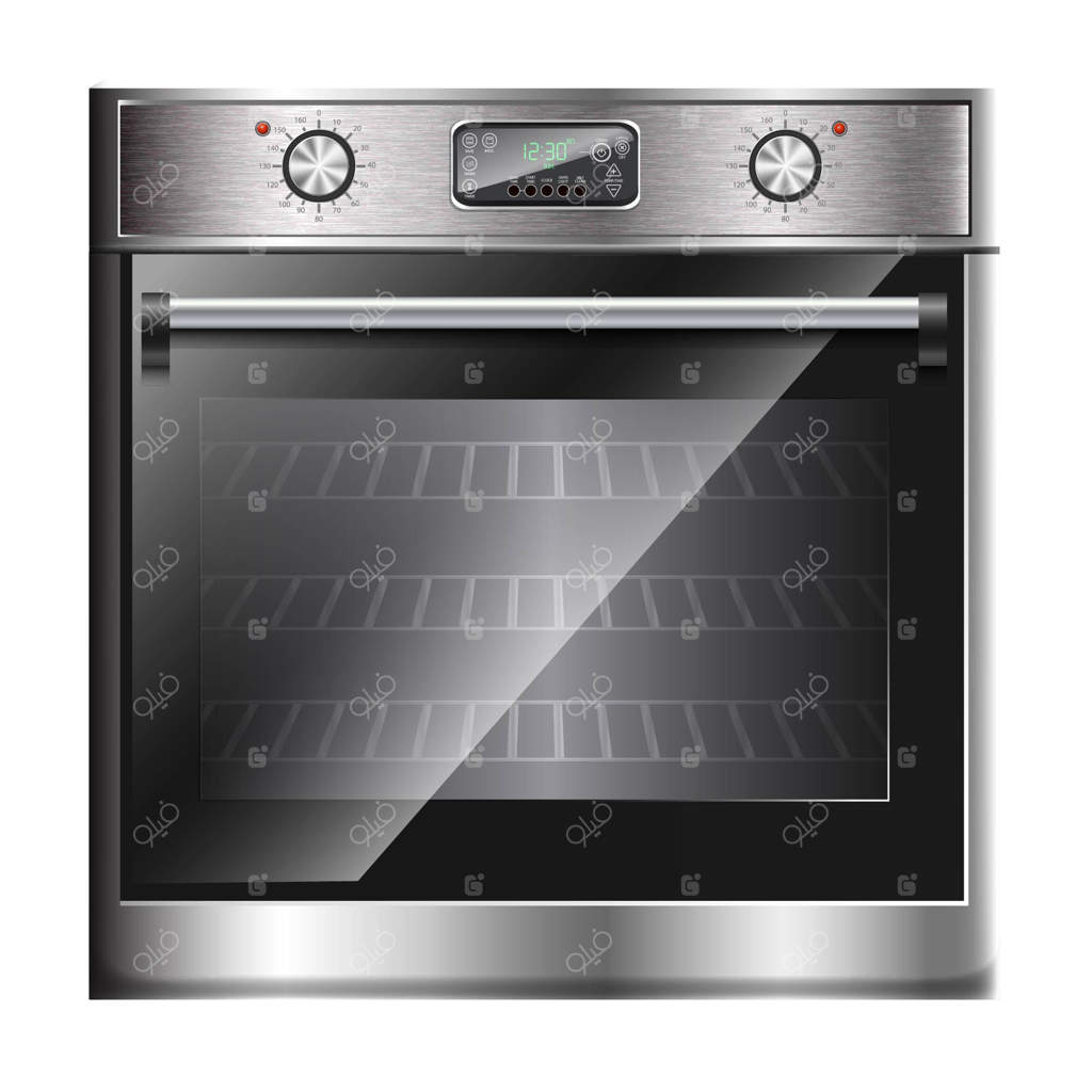 فر گازی مدرن و چندکاره با منوی لمسی و تایمر در نمای روبرو.