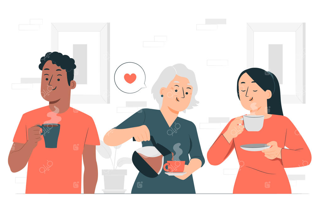 تصویرسازی مفهوم نوشیدن قهوه