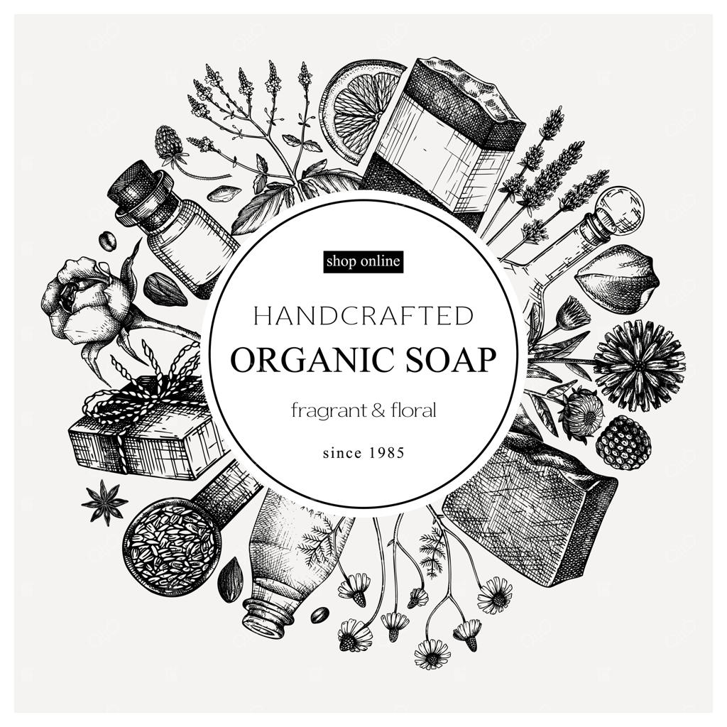طرح حلقه صابون ارگانیک با طراحی قدیمی و مواد معطر طراحی شده با دست